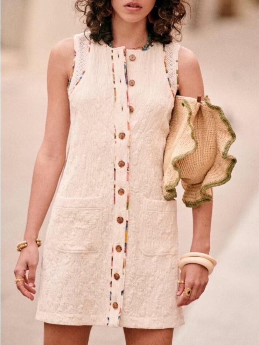 Robe courte villa ecru sezane 